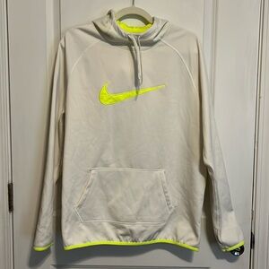 Flourescent yellow and white Nike hoodie